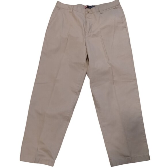 Chaps Khaki Pants Mens 36x30 Relaxed Tapered Beige Casual Work Chino - Picture 3 of 9